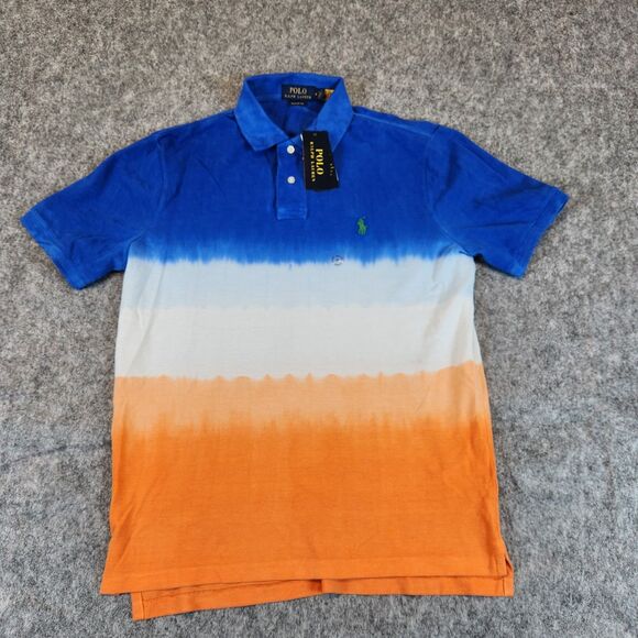 Polo Ralph Lauren Men Shirt Medium Classic  Fit Tie Dye Color Blocked Mesh Polo - Picture 1 of 11